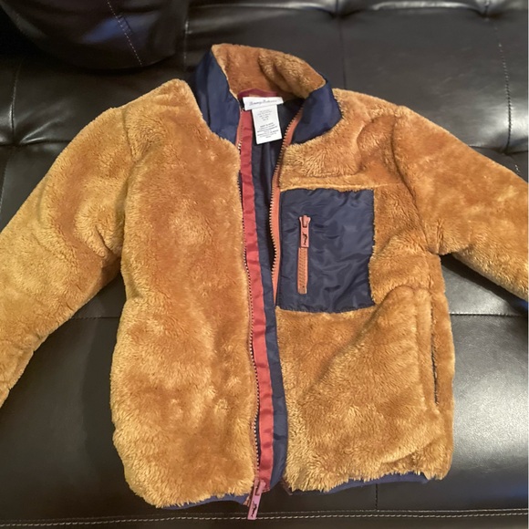 Tommy Bahama Tan and Navy Kids Puffer Jacket